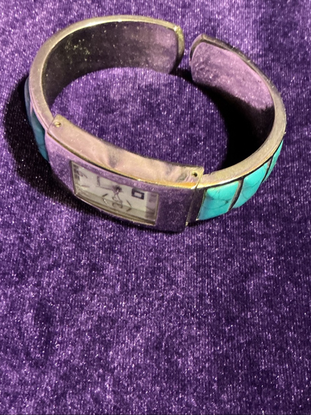 Turquoise Inlay Cuff Bracelet Watch